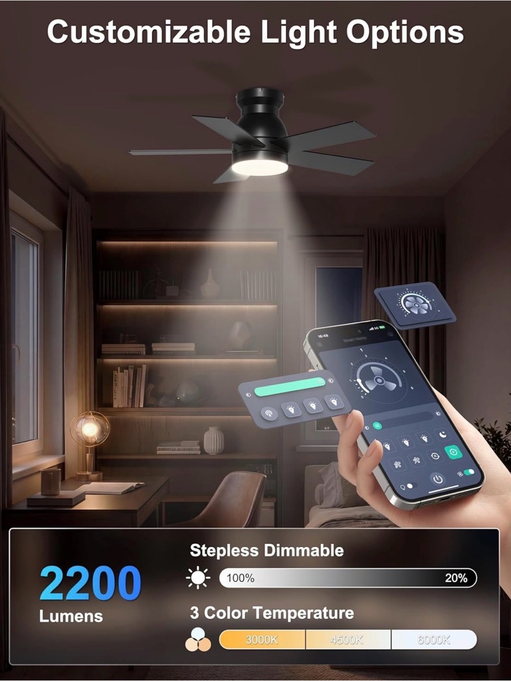 Modern Black Ceiling Fan with Integrated Light